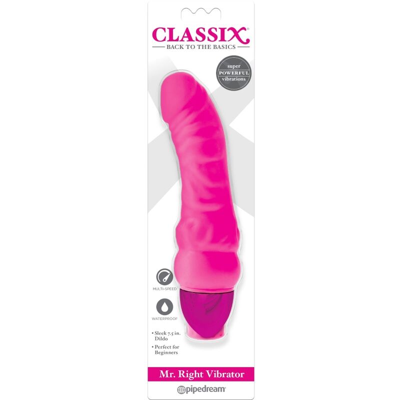 CLASSIX - DILDO VIBRANTE MR. RIGHT MULTI-SPEED 15,5 CM ROSA
