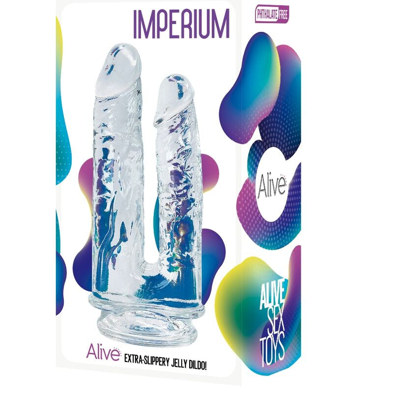 IMPERIUM DOUBLE PENIS REALISTIC TRANSPARENT 12/14 CM - ALIVE