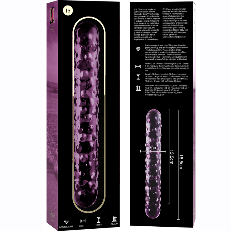 MODELLO 15 DILDO IN VETRO BOROSILICATO 18,5 X 3 CM - NEBULA SERIES BY IBIZA