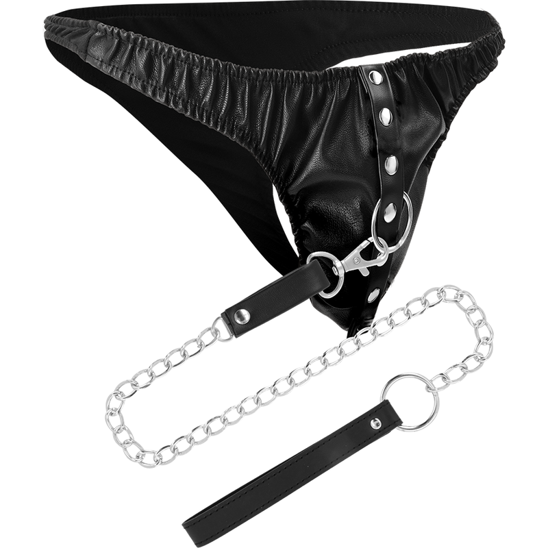 SUBMISSION THONG WITH METAL CHAIN ​​- DARKNESS