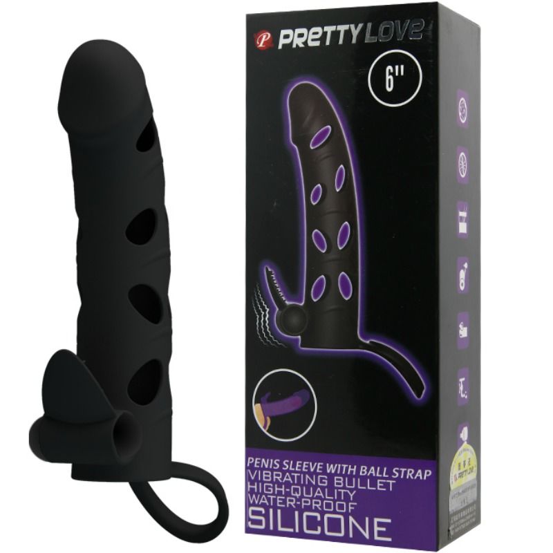 SILICONE SHEATH WITH VIBRATION 15.2 CM - PRETTY LOVE