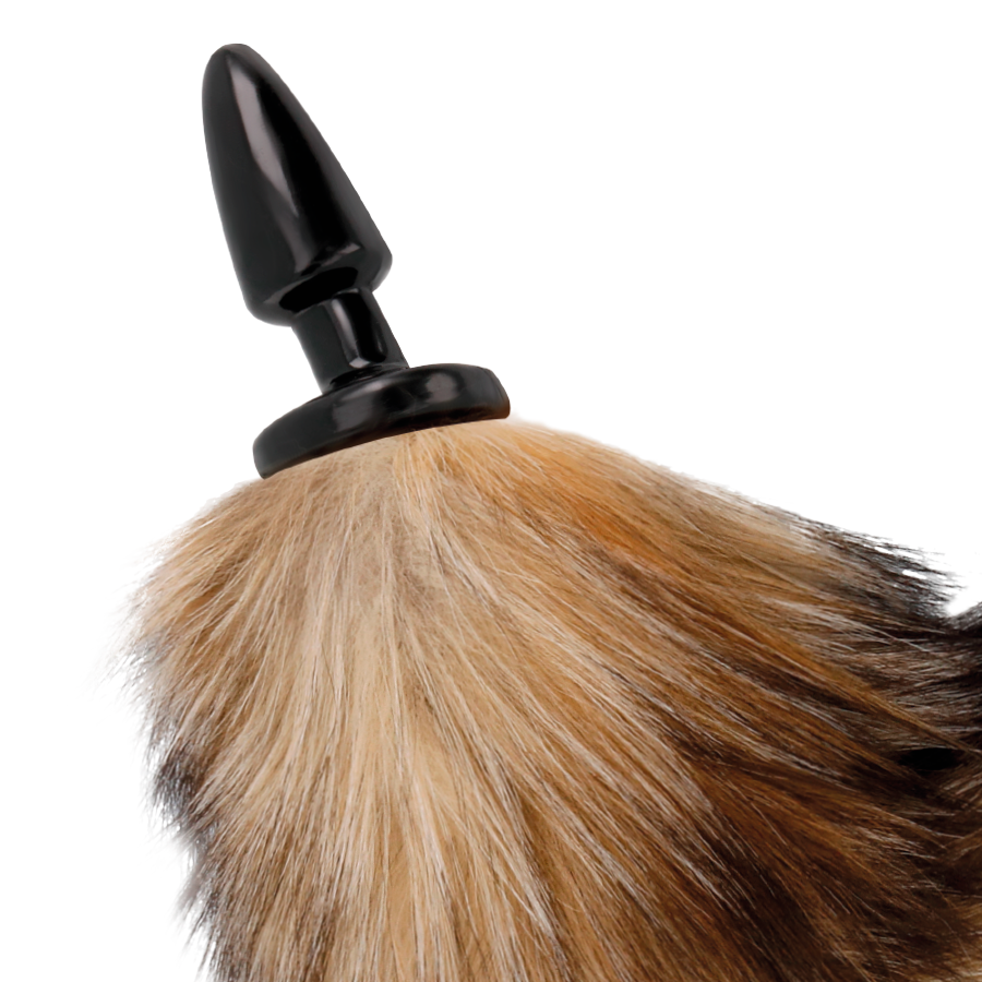 NATURAL TAIL WITH SILICONE PLUG 10 CM - DARKNESS