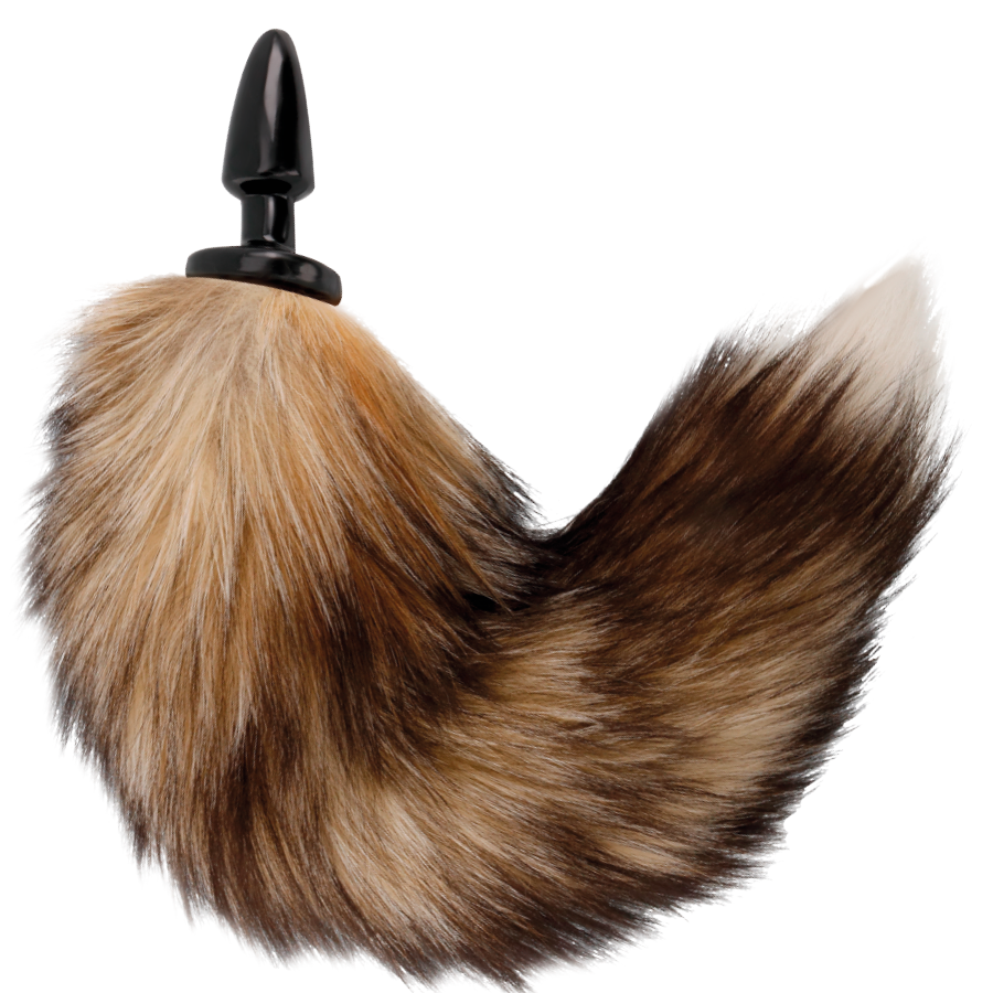 NATURAL TAIL WITH SILICONE PLUG 10 CM - DARKNESS