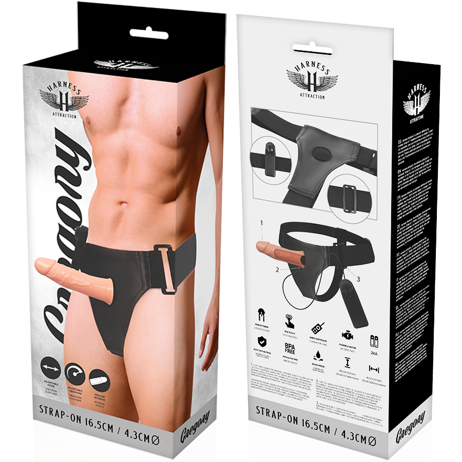 STRAP ON GREGORY CON VIBRATORE 16,5 X 4,3 CM - HARNESS ATTRACTION