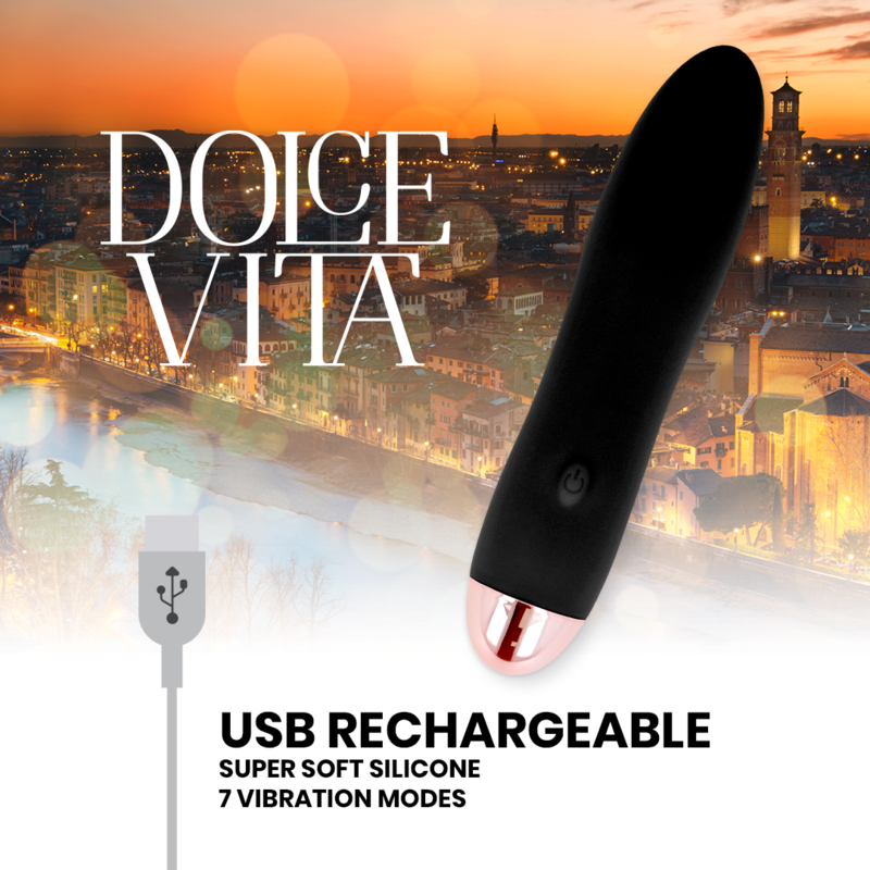 DOLCE VITA - VIBRATORE RICARICABILE QUATTRO NERO A 7 VELOCITÀ