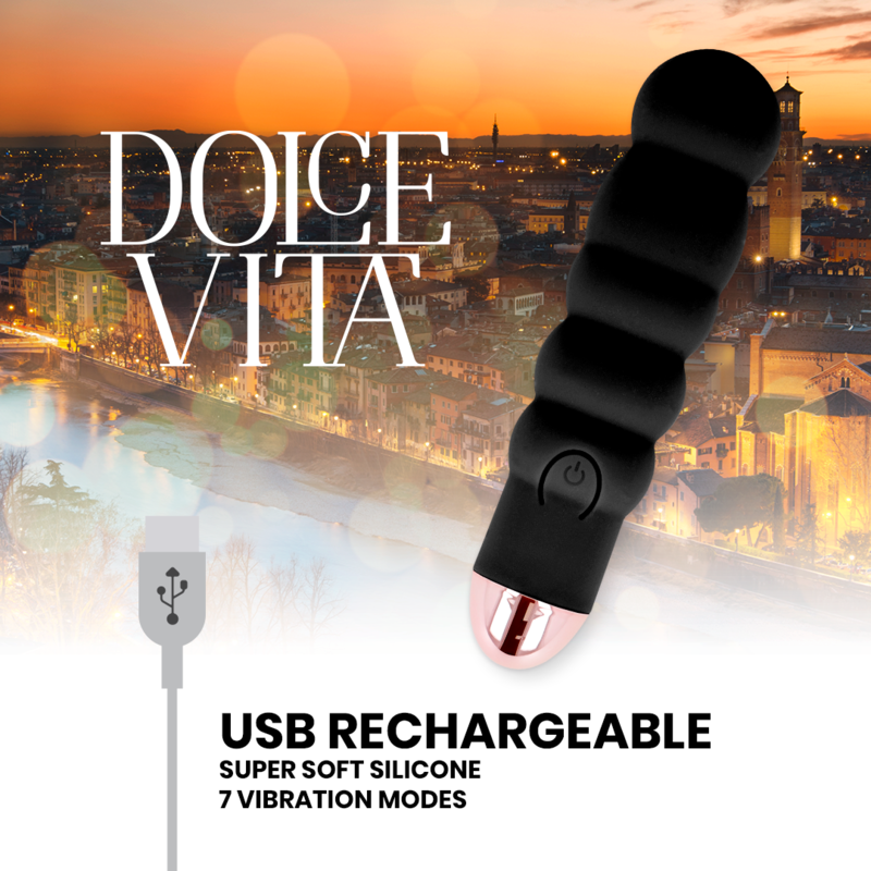 DOLCE VITA - VIBRATORE RICARICABILE SEI NERO 7 VELOCITÀ