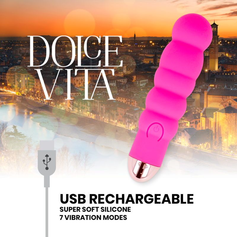 DOLCE VITA - VIBRATORE RICARICABILE SEI ROSA 7 VELOCITÀ