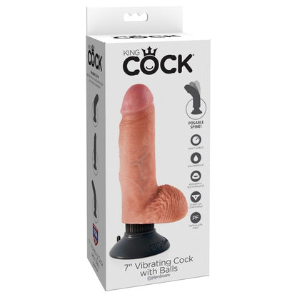 KING COCK - DILDO VIBRATORE CON TESTICOLI 17.78 CM NATURALE