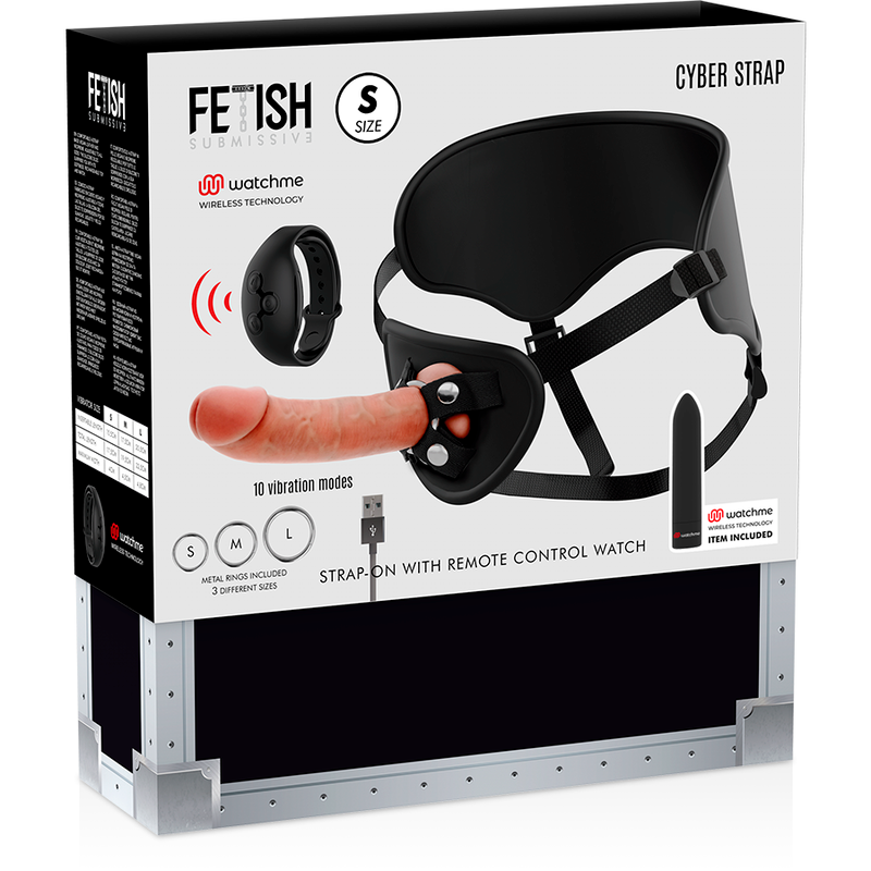 FETISH SUBMISSIVE CYBER STRAP - IMBRAGATURA CON DILDO E TELECOMANDO BULLET TECNOLOGIA WATCHME S