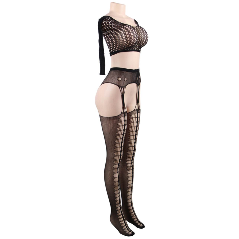 QUEEN LINGERIE - TOP BODYSTOCKING MANICA LUNGA S/L