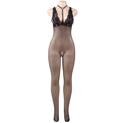 QUEEN LINGERIE - BODYSTOCKING A RETE CON APERTURA S/L