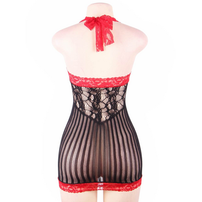 QUEEN LINGERIE - CHEMISE ALLUNCINETTO NERA E ROSSA S/L