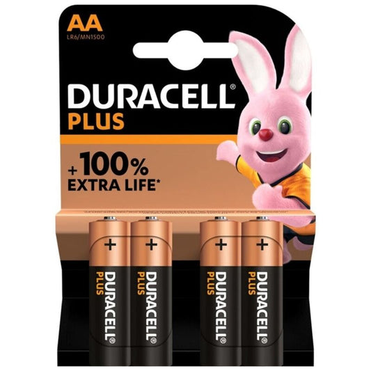 DURACELL - BATTERIA ALCALINA PLUS POWER 100 AA LR6 4 UNIT