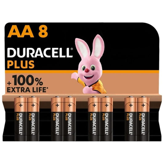 DURACELL - BATTERIA ALCALINA PLUS POWER 100 AA LR6 8 UNIT