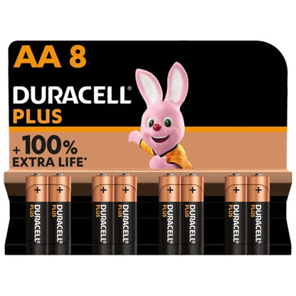 DURACELL - BATTERIA ALCALINA PLUS POWER 100 AA LR6 8 UNIT