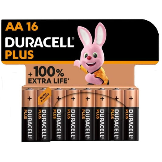 DURACELL - BATTERIA ALCALINA PLUS POWER 100 AA LR6 16 UNIT