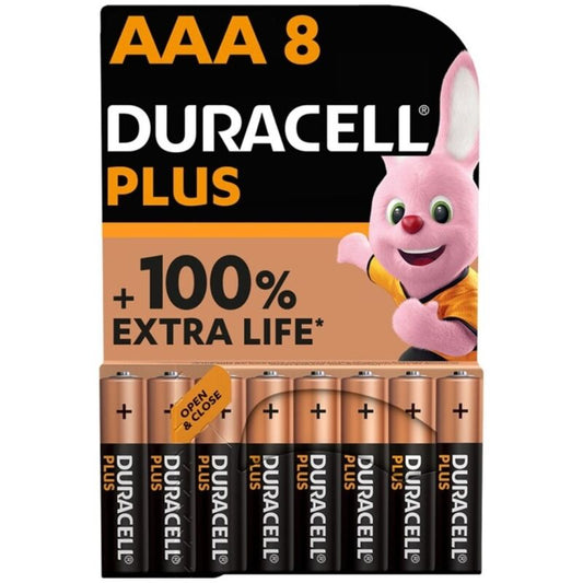 DURACELL - BATTERIA ALCALINA PLUS POWER 100 AAA LR03 8 UNIT