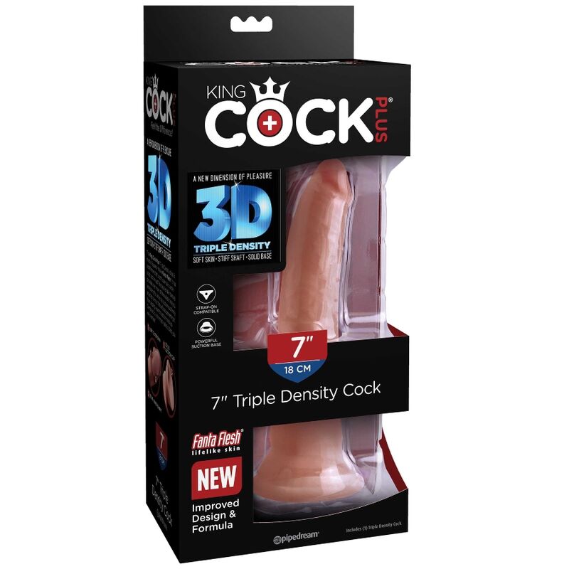 KING COCK - PLUS 3D DILDO TRIPLA DENSIT 18 CM