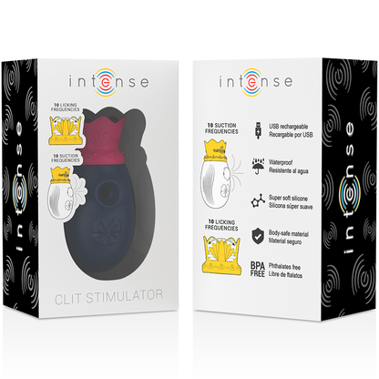 INTENSE - STIMOLATORE DEL CLIT 10 FREQUENZE DI LECCATA E ASPIRAZIONE - BLU