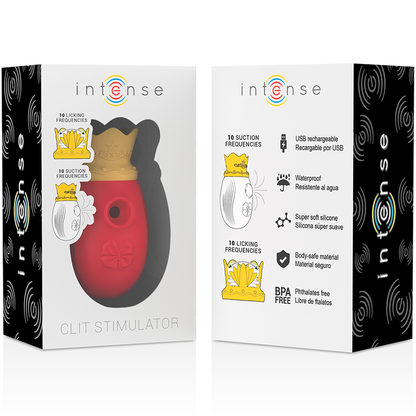 INTENSE - STIMOLATORE DEL CLIT 10 FREQUENZE DI LECCATA E ASPIRAZIONE - RED