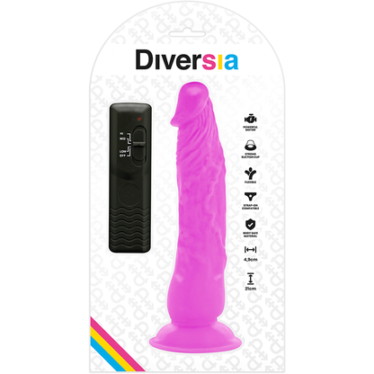 DIVERSIA - DILDO VIBRANTE FLESSIBILE VIOLA 21 CM -O- 4.9 CM