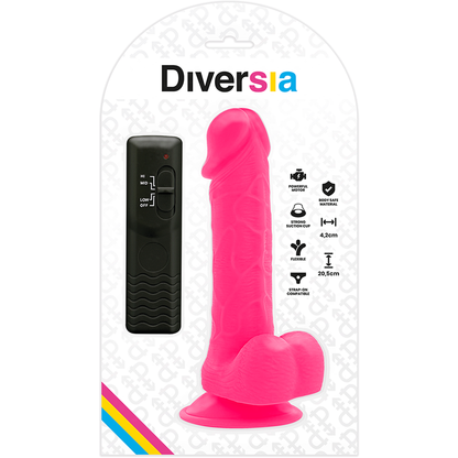 DIVERSIA - DILDO VIBRANTE FLESSIBILE ROSA 20.5 CM -O- 4.2 CM