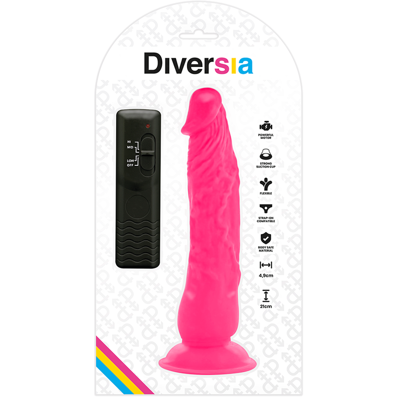 DIVERSIA - DILDO VIBRANTE FLESSIBILE ROSA 21 CM -O- 4.9 CM