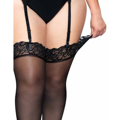 LEG AVENUE - OUTLET LEG AVENUE - CALZE IN NYLON NERE CON TOP IN PIZZO PLUS