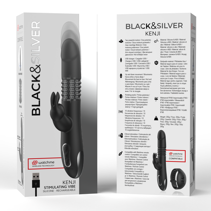 BLACK&SILVER - VIBRA STIMOLANTE KENJI COMPATIBILE CON LA TECNOLOGIA WIRELESS WATCHME