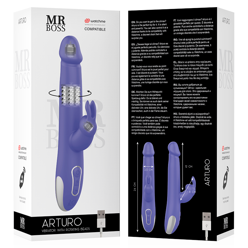 MR BOSS - VIBRATORE E ROTORE MR BOSS ARTURO COMPATIBILE CON LA TECNOLOGIA WIRELESS WATCHME