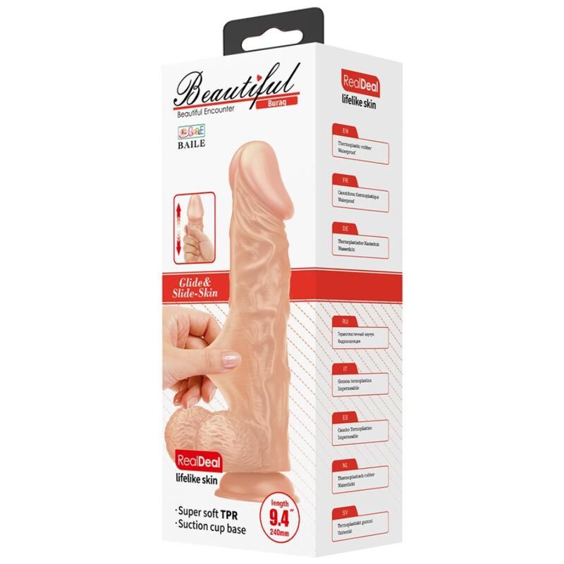 BAILE - BELLISSIMO INCONTRO DILDO REALISTICO FLESSIBILE BURAQ 24 CM NATURALE