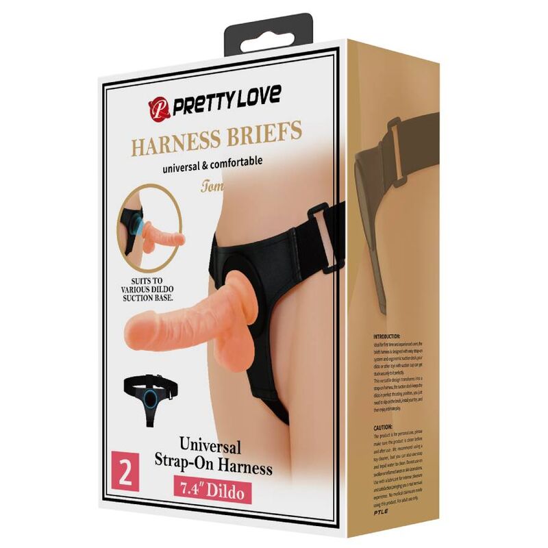 PRETTY LOVE - IMBRAGATURA SLIP UNIVERSALE CON DILDO TOM 20 CM NATURALE