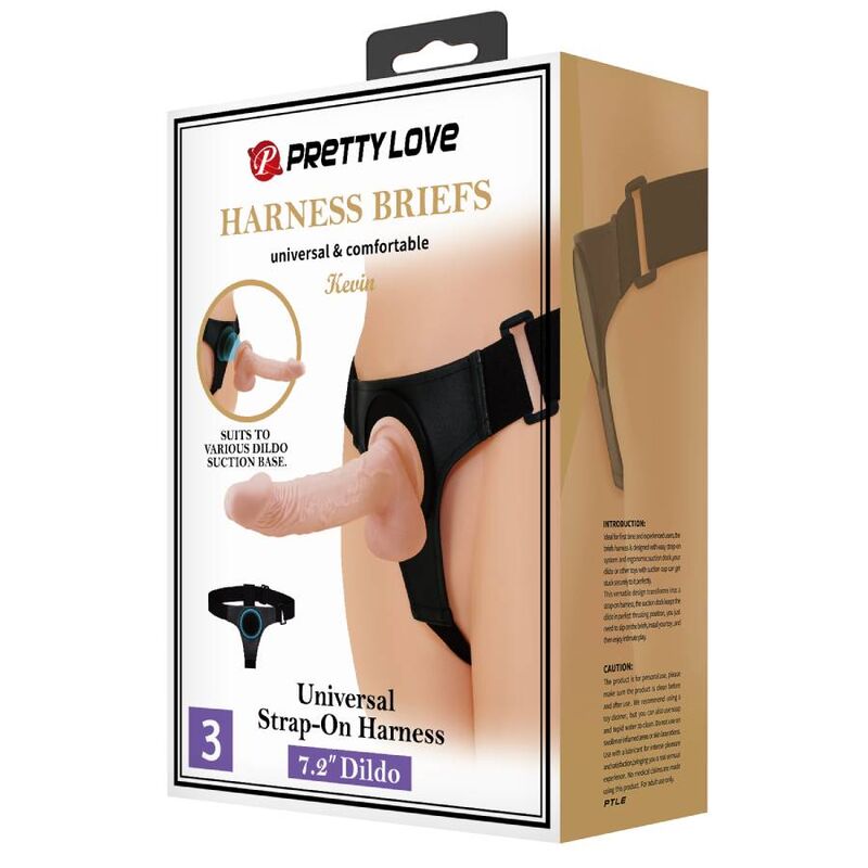 PRETTY LOVE - IMBRAGATURA SLIP UNIVERSALE CON DILDO KEVIN 19 CM NATURALE