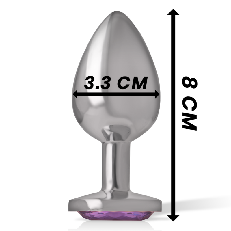 INTENSE - PLUG ANALE IN METALLO ALLUMINIO CON CRISTALLO VIOLA TAGLIA M