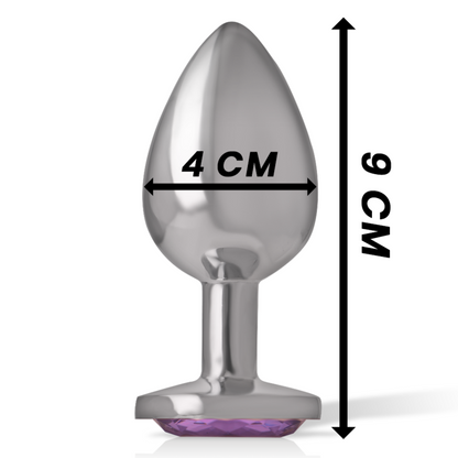 INTENSE - PLUG ANALE IN METALLO ALLUMINIO CON CRISTALLO VIOLA MISURA L