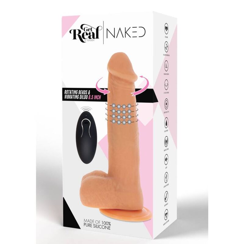 GET REAL - PELLE DILDO VIBRANTE CON PERLINE ROTANTI