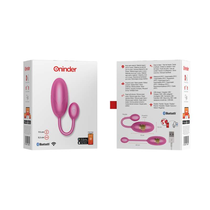 ONINDER - UOVO VIBRANTE TOKYO ROSA 7,5 X 3,2 CM APP GRATUITA