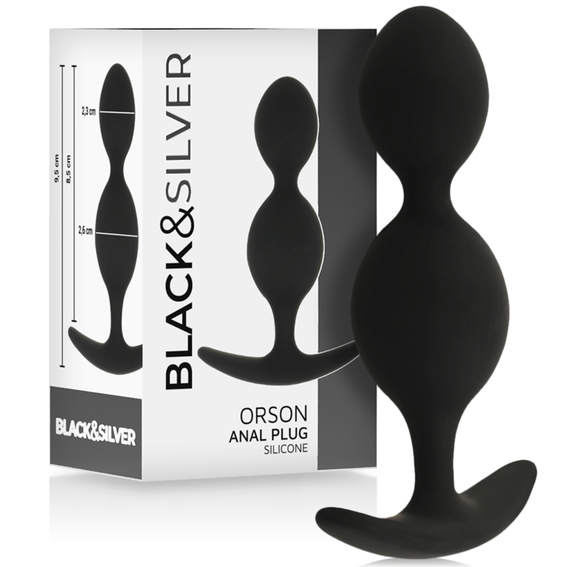 BLACK&amp;SILVER - ORSON SILICONE PLUG 2 ANAL WAVES 9 CM