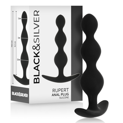 BLACK&amp;SILVER - CHAIN ​​FOR RUPERT ANAL BALLS 10 CM