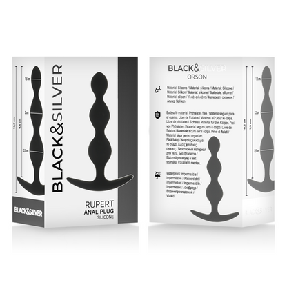 BLACK&amp;SILVER - CHAIN ​​FOR RUPERT ANAL BALLS 10 CM