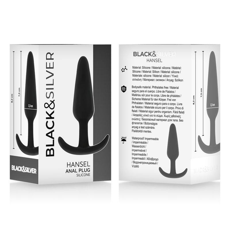 BLACK&SILVER - PLUG ANALE IN SILICONE HANSEL CON MANIGLIA PICCOLO