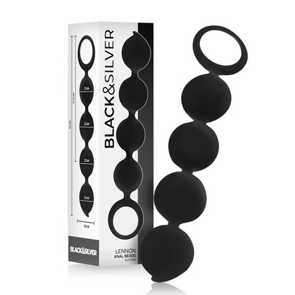 BLACK&amp;SILVER - LENNON ANAL ROSARY 4 SILICONE BALLS 15 CM