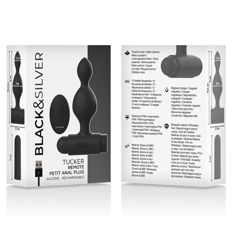 BLACK&SILVER - TELECOMANDO TELECOMANDO CON PLUG ANALE IN SILICONE PICCOLO TUCKER