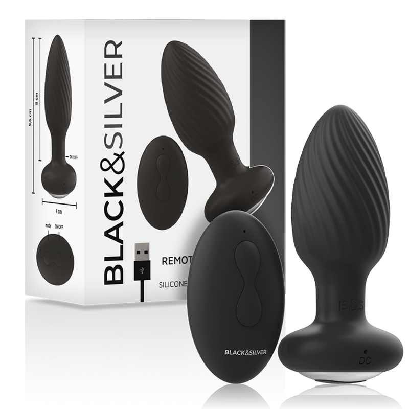 BLACK&SILVER - TELECOMANDO ROTATORE ANALE IN SILICONE CON TAPPO POZZETTI