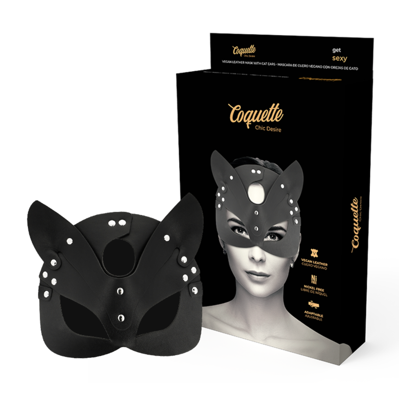 COQUETTE CHIC DESIRE - MASCHERA VEGANA IN PELLE CON ORECCHIE DI GATTO