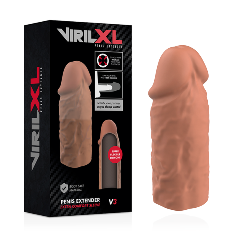 VIRILXL - ESTENSIONE DEL PENE IN SILICONE LIQUIDO V3 MARRONE