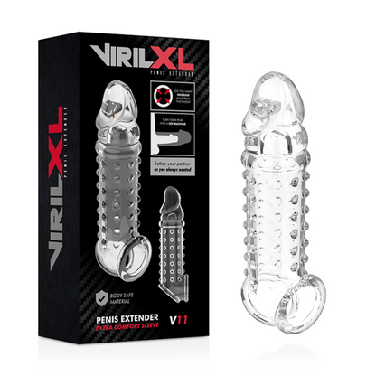 VIRILXL - ESTENSIONE E GUAINA PER PENE V11 TRASPARENTE