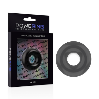 POWERING - ANELLO PER PENE SUPER FLESSIBILE E RESISTENTE 3,5 CM NERO