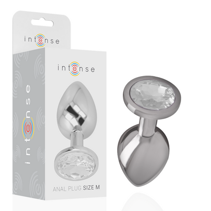 INTENSE - PLUG ANALE IN METALLO ALLUMINIO CON CRISTALLO ARGENTO TAGLIA M