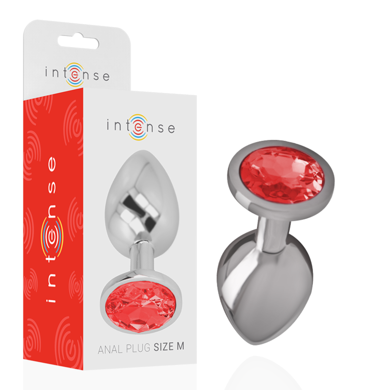 INTENSE - PLUG ANALE IN METALLO CON CRISTALLO ROSSO MISURA M